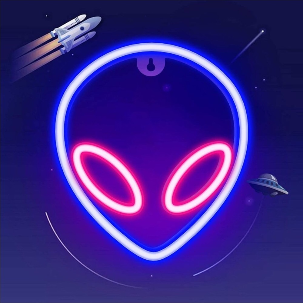 Handmade  Alien Neon Lights Wall Decor BluePink